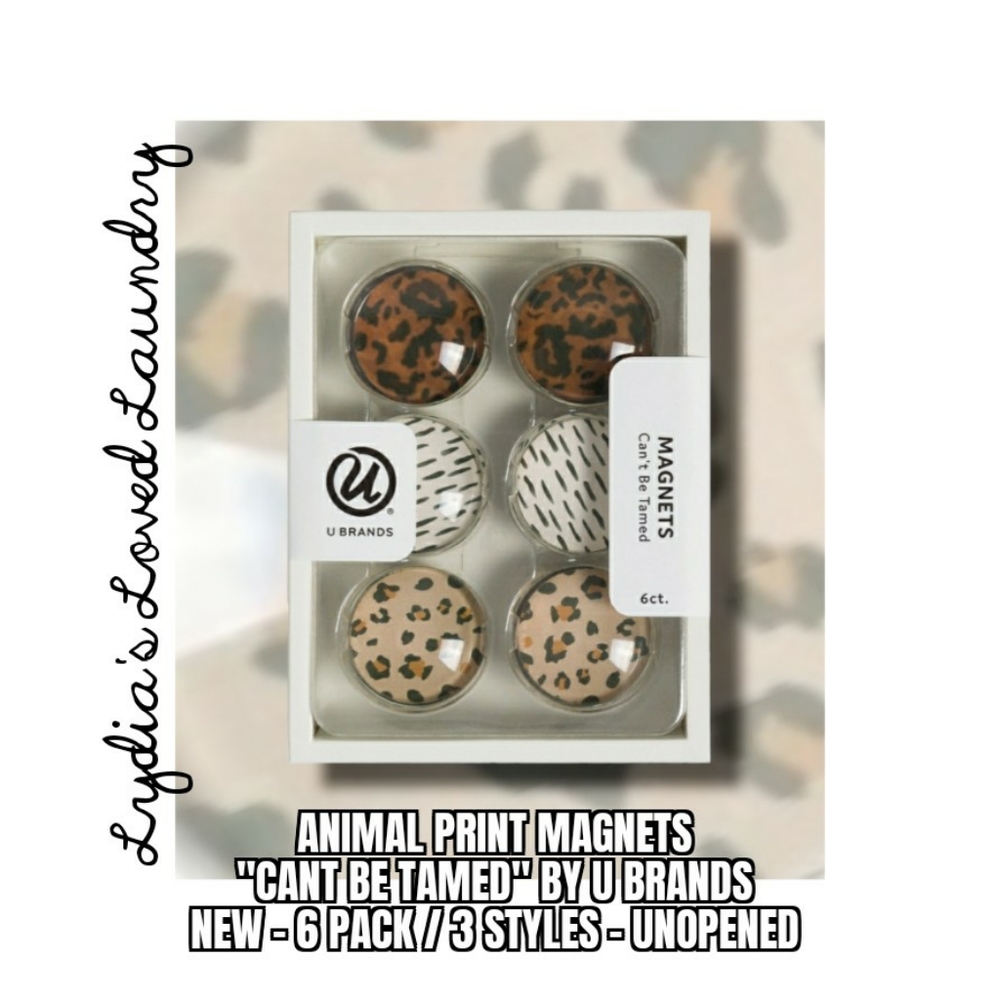 💥 5/$10 Animal Print Magnets NIB Set Of 6 New Magnets In Orig Box